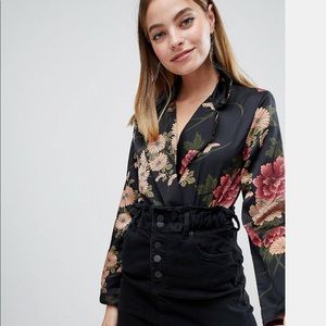 Parisian petite floral body suite Sz 8 Petite